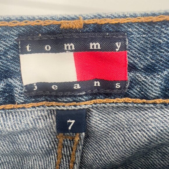Tommy Jeans Y2K Mid/High Rise Denim Shorts Size 7 Blue Vintage Style - Picture 3 of 6